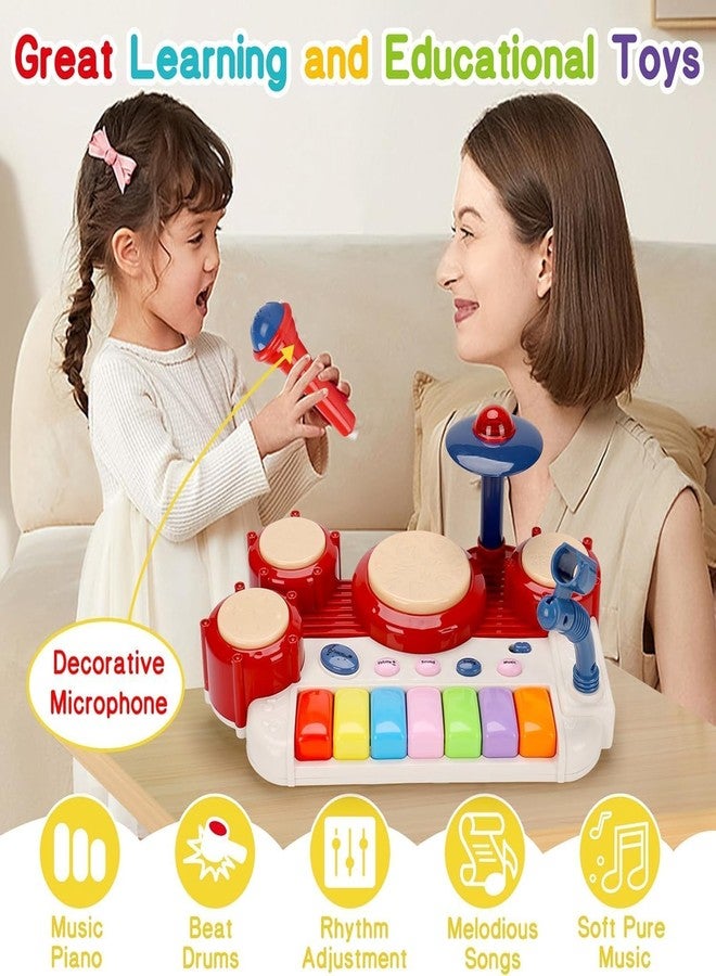 RAHU 2 in 1 Musical Toys for Toddlers 1-3 Piano Keyboard & Drum Music Instruments Learning Toddler Toys Age 1-2 Sensory Developmental Baby Toys 12 18 Months First Birthday Gifts for 1 2 Year - Image 4
